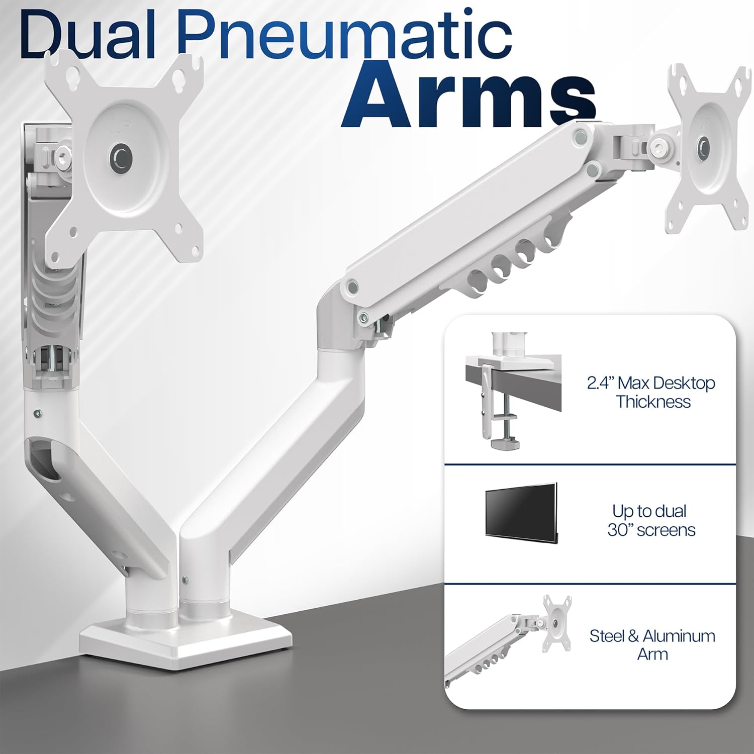 Aluminum Articulating Dual Monitor Arm for 13 to 30 inch Screens, Desk Mount Tension Spring Monitor Stand for 2
