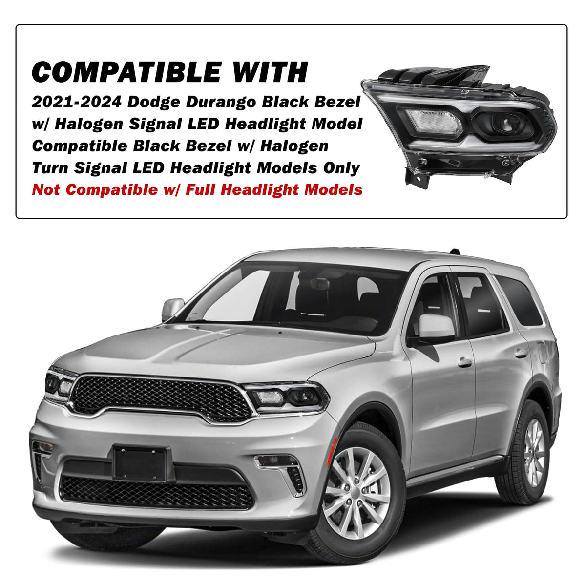 Headlight Assembly Replacement for 2021-2024 Dodge Durango