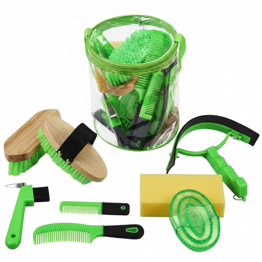 9 Pcs Horse Grooming Kit Tack Room Supplies, Cute, Green
