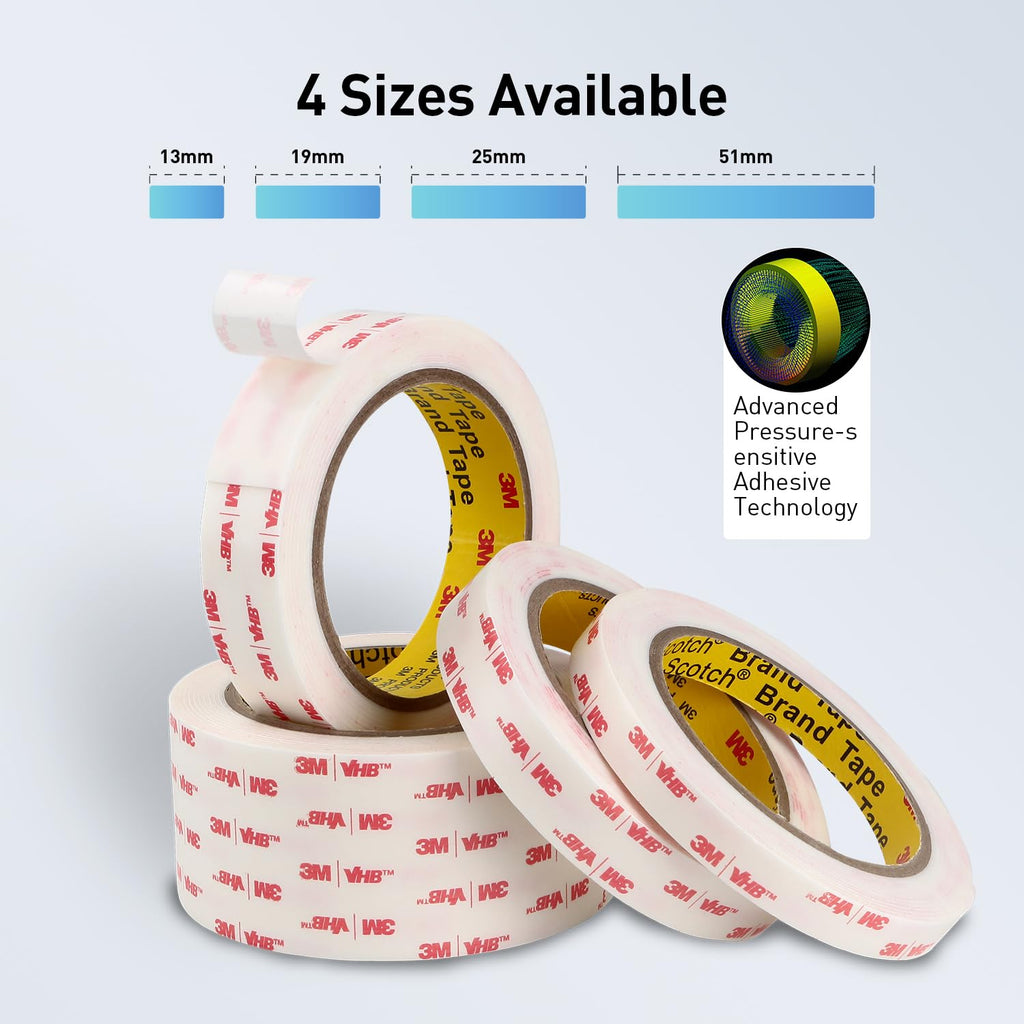 3M Double Sided Tape, 1/2” x 10.8Ft, 4950, White