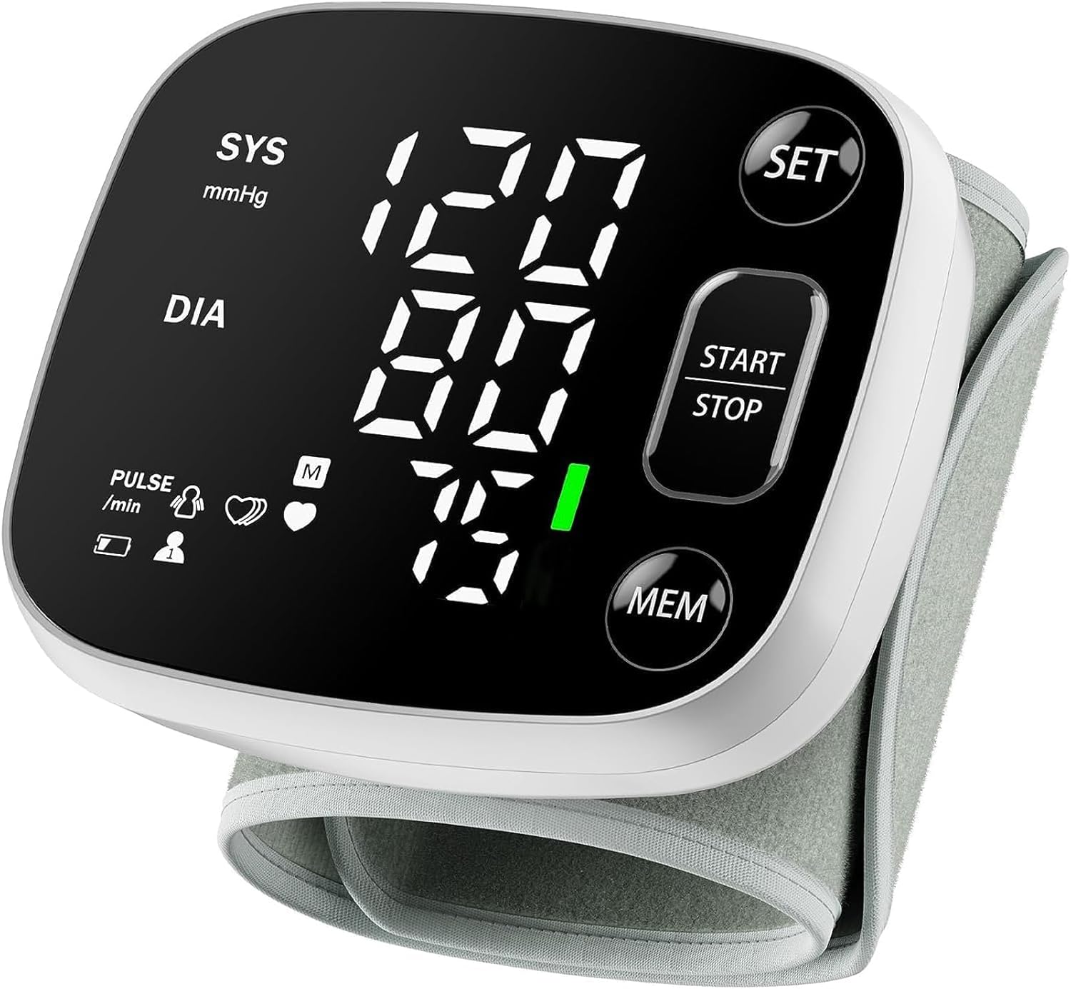 Blood Pressure Monitors for Home Use Rechargeable Wrist Digital BP Machine Cuff with LED Backlit Display, Voice