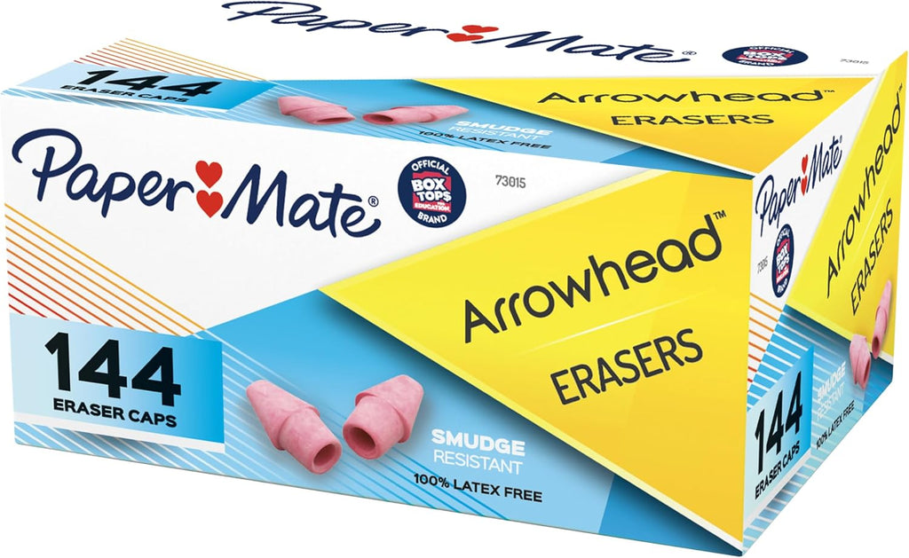 Arrowhead Pink Pearl Cap Erasers, 144 Count - Back to School, Classroom, Homeschool, Teacher Supplies
