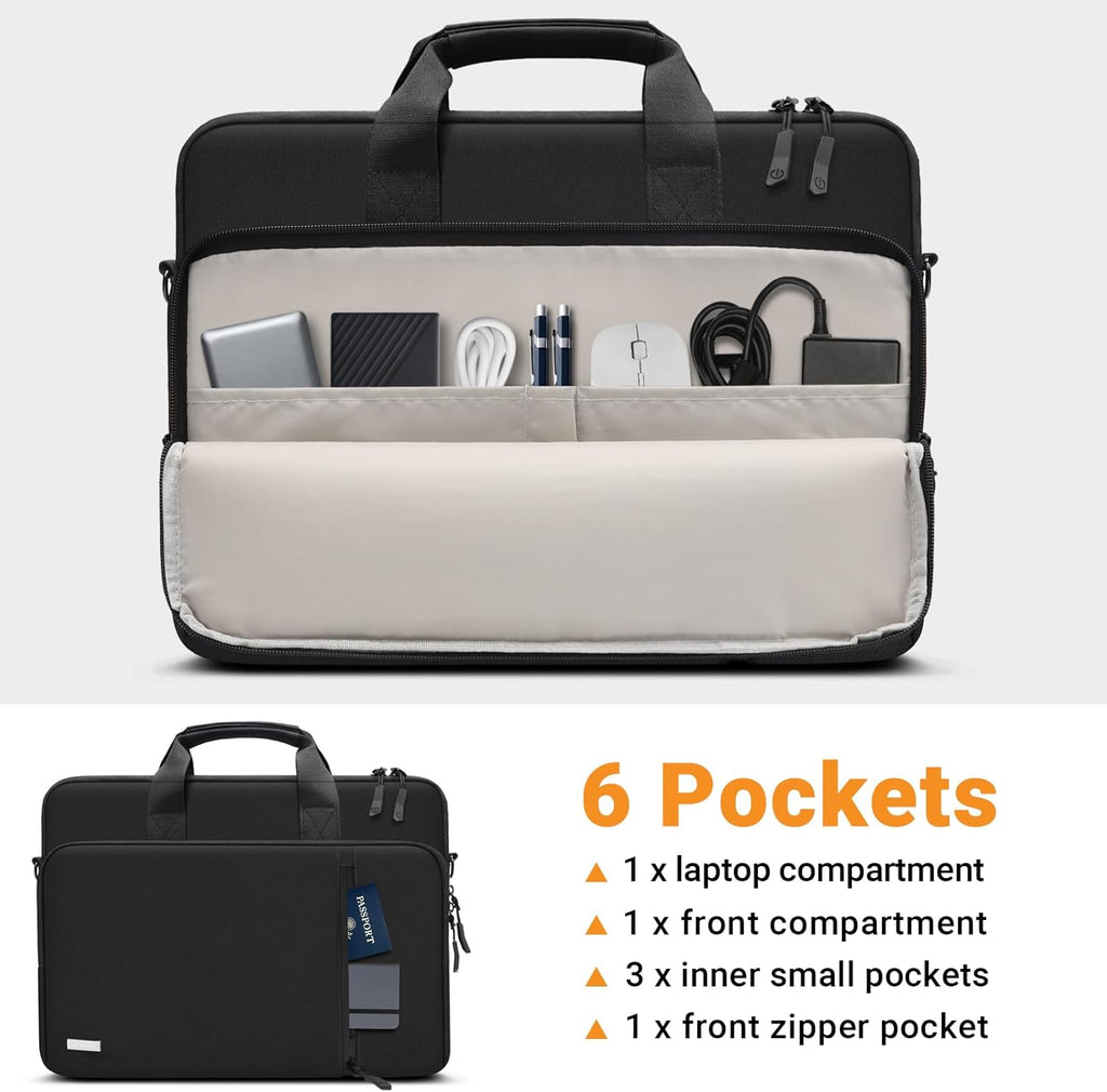 15.6 16 Inch Laptop Bag, 360 Protective Case Messenger Bag Waterproof Computer Sleeve Briefcase with Shoulder Strap