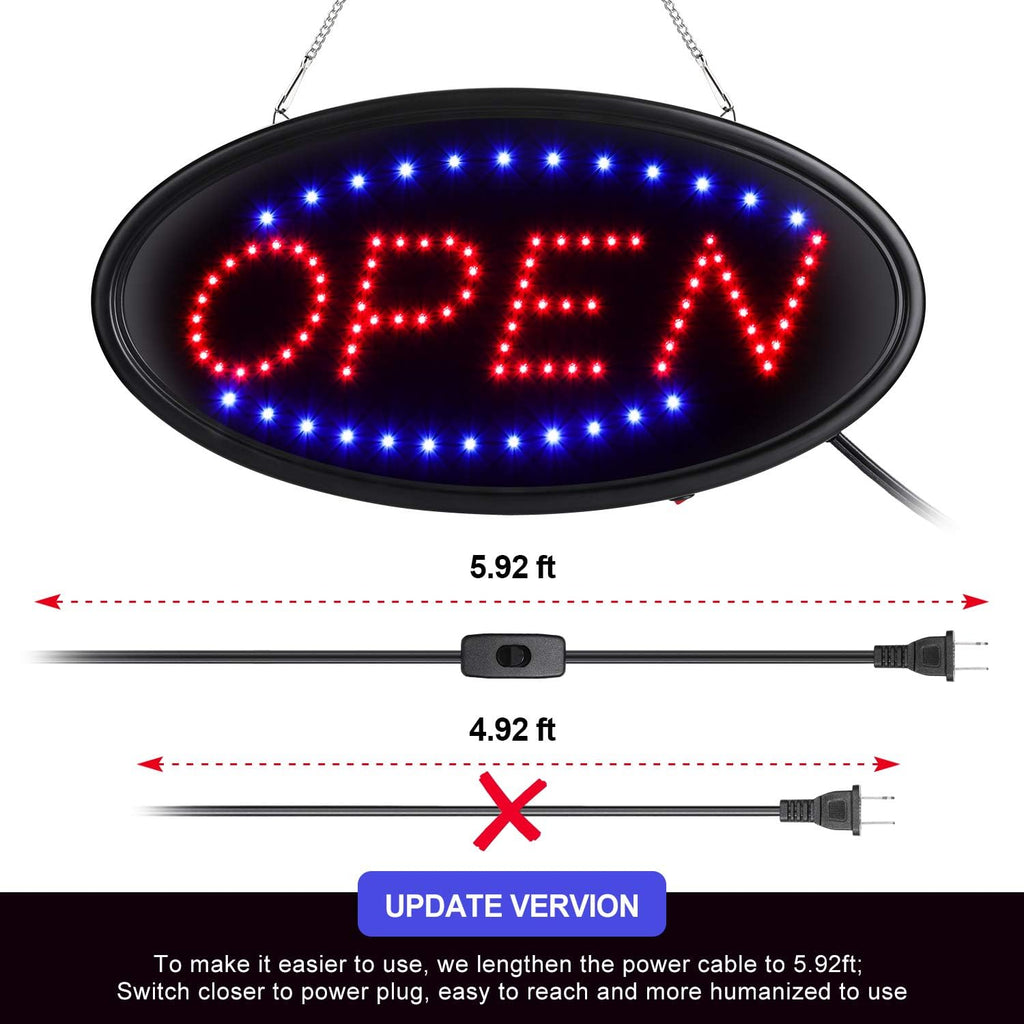 LED Open Sign, 19"x10", with Remote, Timer & Flash/Steady Modes