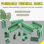 32Pcs 9 Type Pluggable Terminal Blocks Connector Socket, 5mm/0.2inch Pitch PCB Mount Screw Male Female Connectors(2/3/4/5/6/7/8/9 Pins)