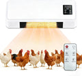 1500W Chicken Coop Heater for Winter，Wall-mounted 2-Mode Heater for Chicken Cages,5S Fast Heating & Adjustable