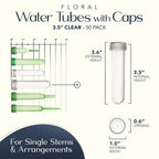 Floral Water Tubes with Caps 3.5" Clear Plastic Flower Vials