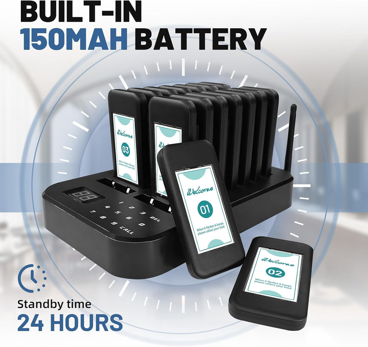 Pagers for Restaurants, Restaurant Pager System 16 Buzzers