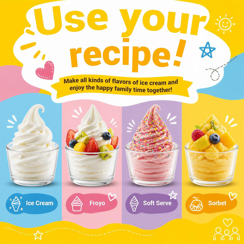 Countertop Soft Serve Ice Cream Machine 1.25Qt, No Pre-Freezing