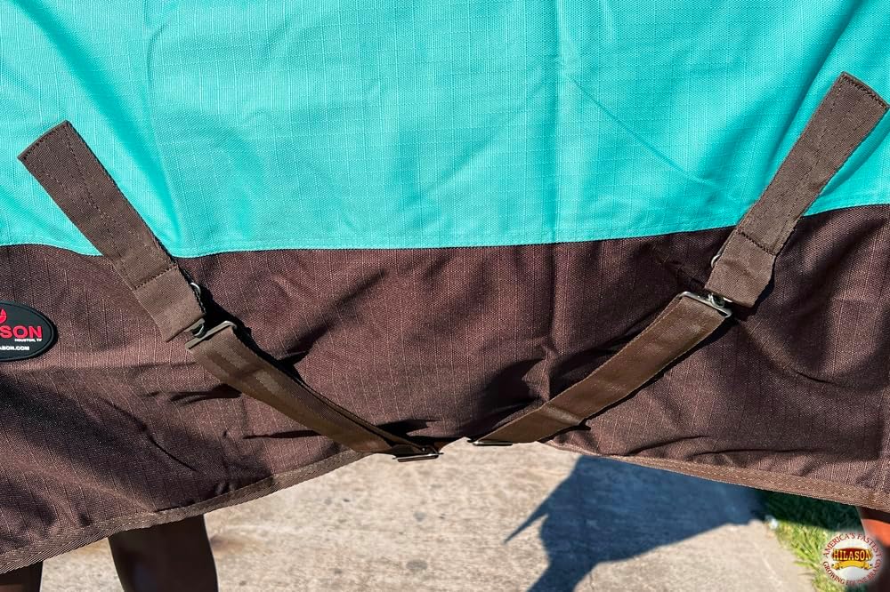 Waterproof Horse Turnout Sheet Hilason 1200D Rip-Stop Lightweight Rain Sheet with Belly Wrap Taffeta Lining Shoulder