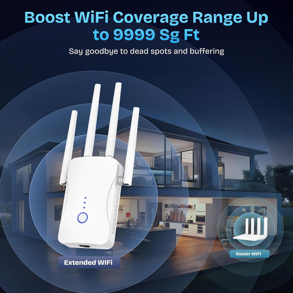 2026 WiFi Extender Signal Booster, 2.4GHz 300Mbps | WiFi Booster for Home, Covers Up to 10999 Sq. Ft and 85+Devices