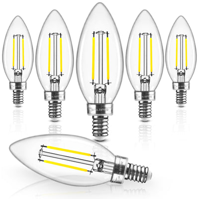E12 LED Bulb Dimmable, 5000K 60W Eq Candelabra Light Bulbs, 6Pack