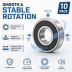 LILY 6200-2RS Ball Bearings 10x30x9mm, 10 Pack