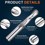 Workkyma Ball Nose Carbide End Mill 10mm Shank 10mmx32mm CDxCL 2 Flute