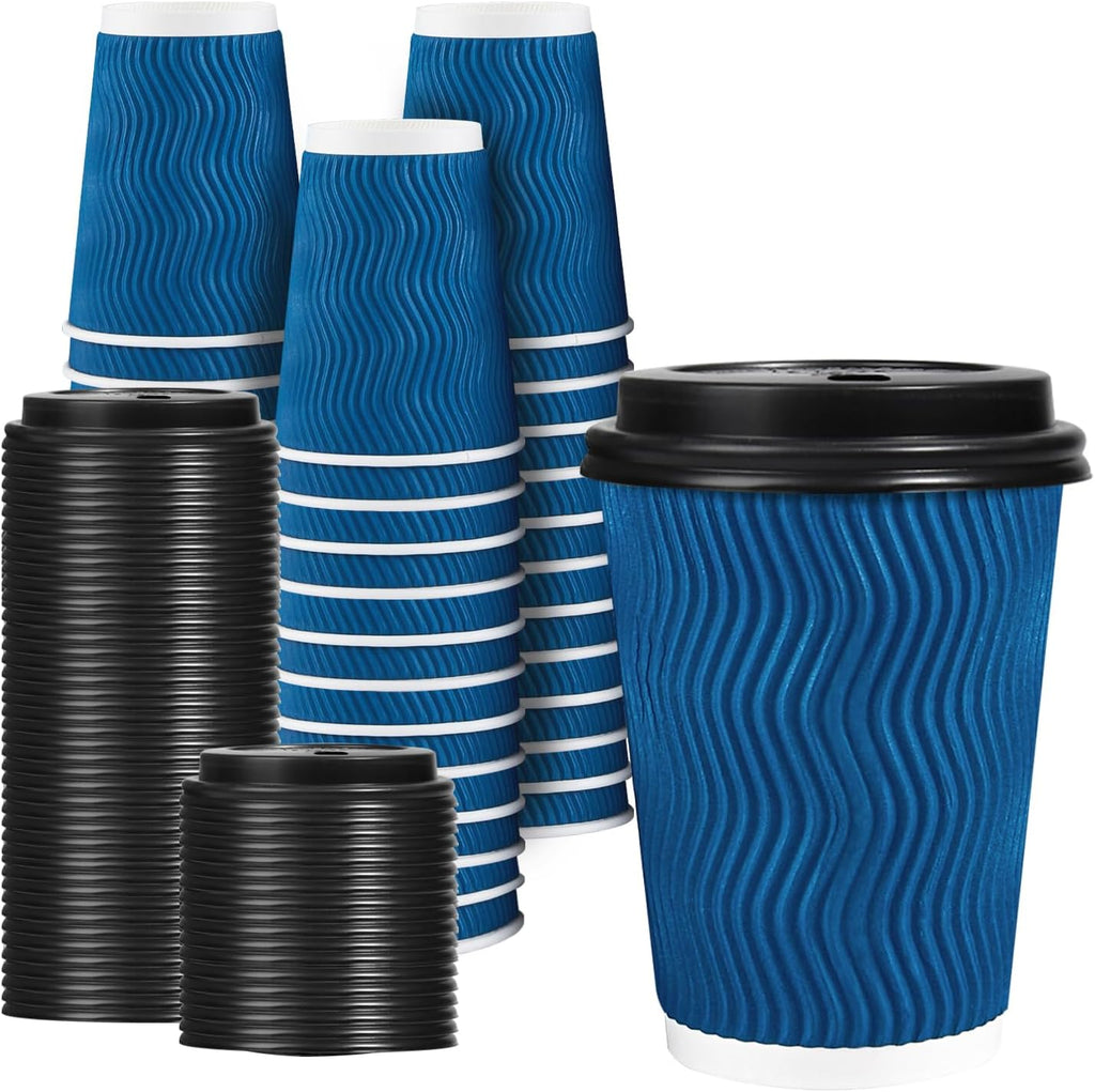 Coffee Cups with Lids 12 oz 50 Pack, Disposable To Go Cups with Lid