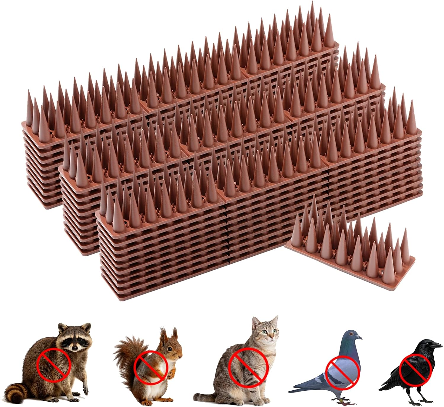 Bird Spikes, 20 Pack Pigeon Cat Squirrel Raccoon Animal Deterrent Spikes Anti-Climb for Outside Anti-Animal Defender
