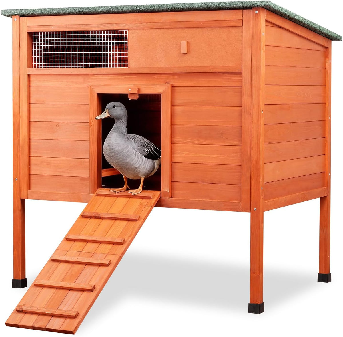 Wooden Duck Coop, Duck House for Outside with Larger Windows