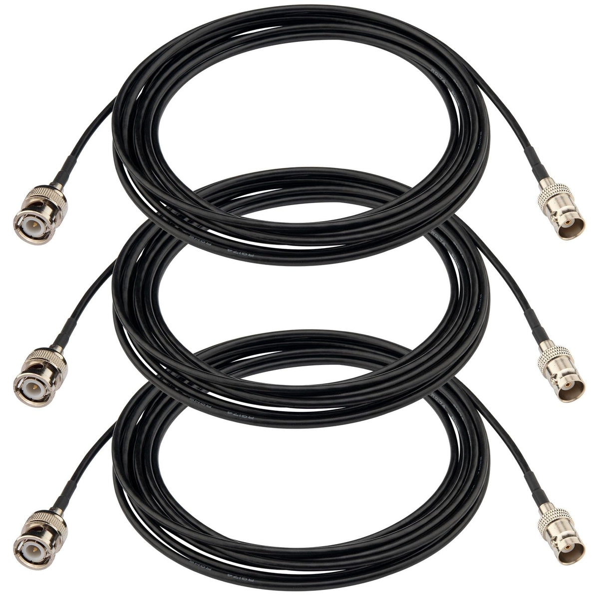 3-Pack BNC Male to Female Extension 10ft RG174 50 Ohm