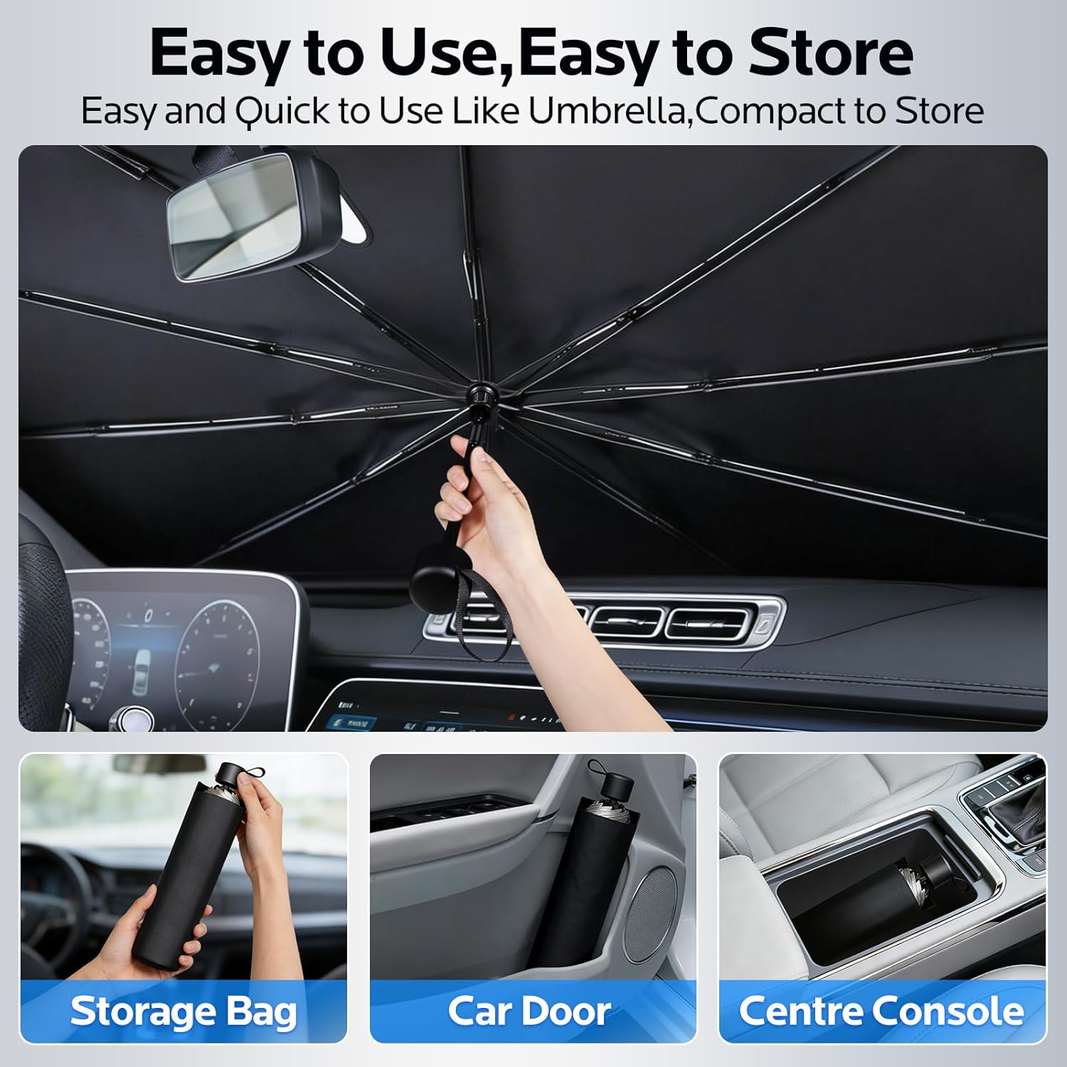 Sun Shade for Car Windshield:Windshield Sun Shade and 10 Skeletons,Protect Car from Sun Rays & Heat Damage Keep Cool