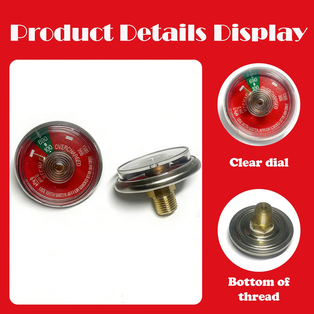 2PCS 100 Psi Water Fire Extinguisher Gauge