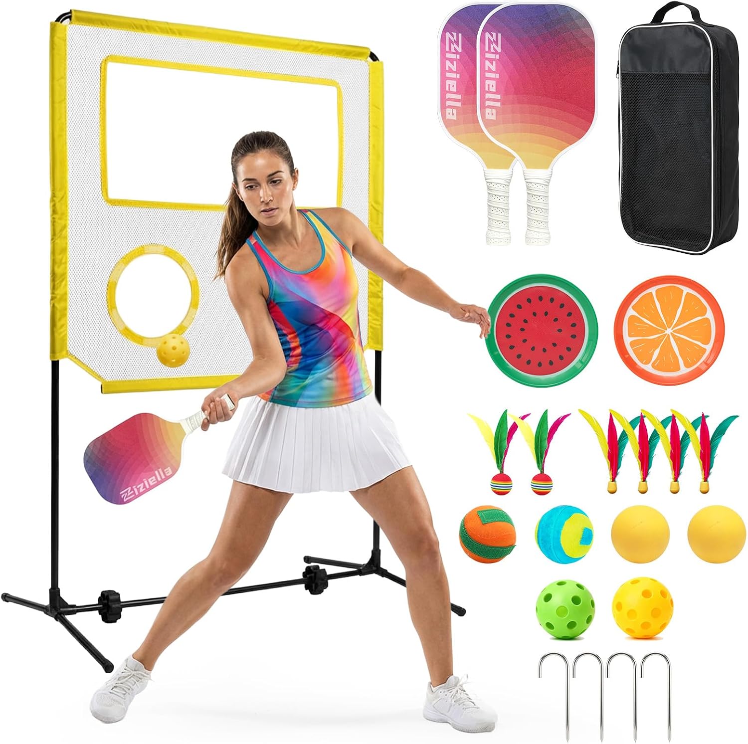 Indoor Paddle Game with Net, Portable Pickleball Set with Net for Family or Solo Fun, All in One Outdoor Sports