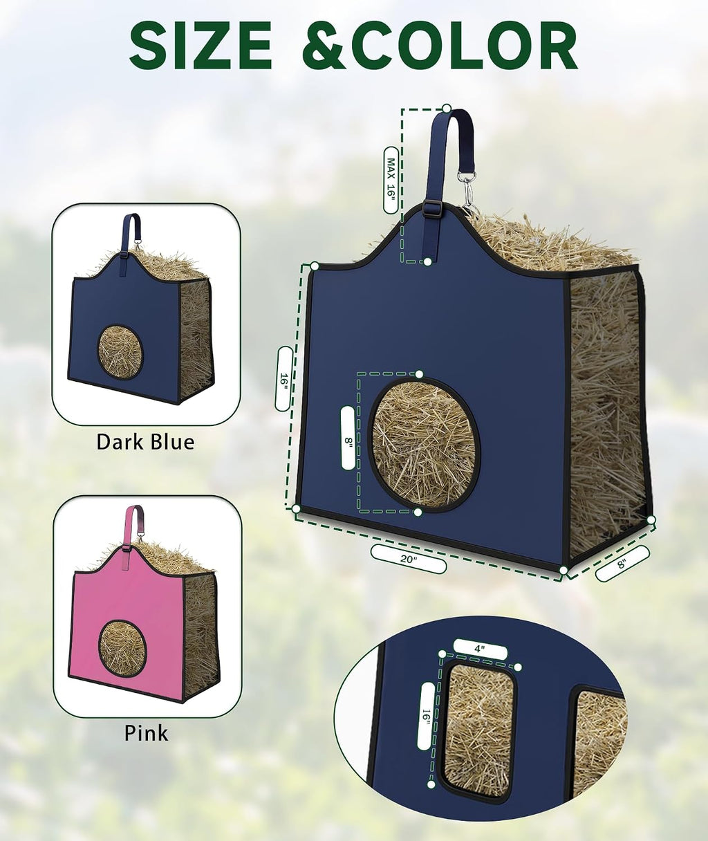 Hay Feeder for Goats and Horses - Slow Feed Design, Heavy Duty Hanging Hay Bag for Barn, Trailer & Paddock, Easy to
