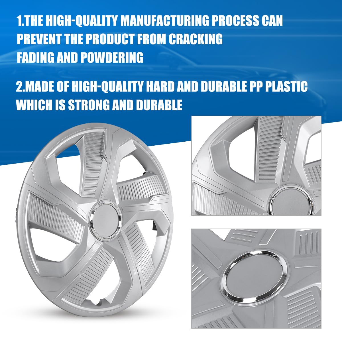 15 Inch Universal Hubcaps for Car Truck SUV, Lacquer