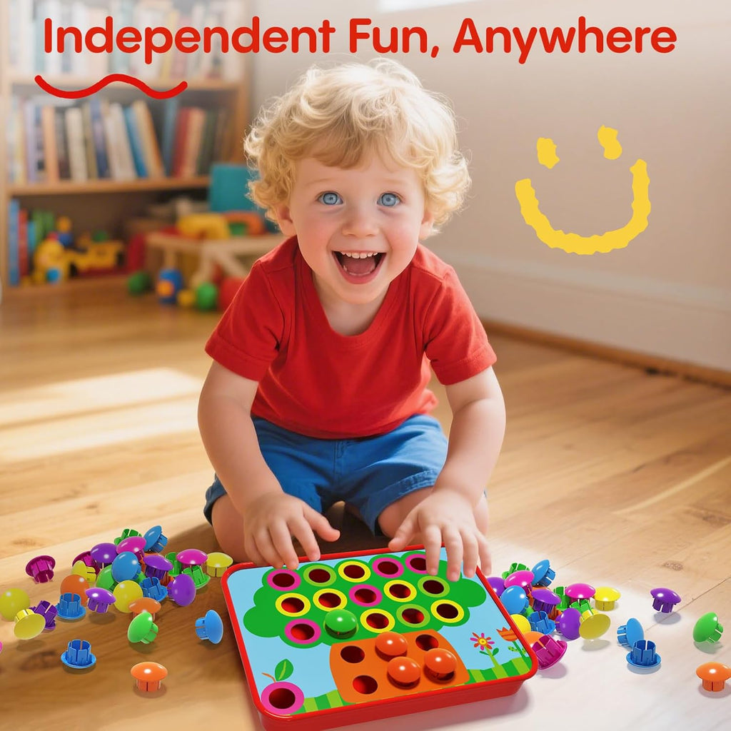 Button Art Toy, Color Matching Pegboard for Kids Ages 3+ | Educational Button Art Activity with Color Matching