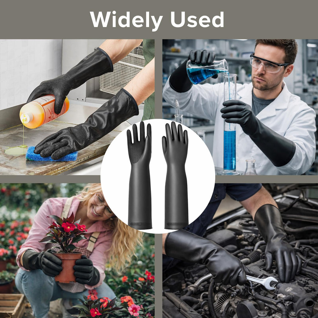 Heavy Duty Chemical Resistant Latex Gloves,18-Inch,Medium,1 Pair