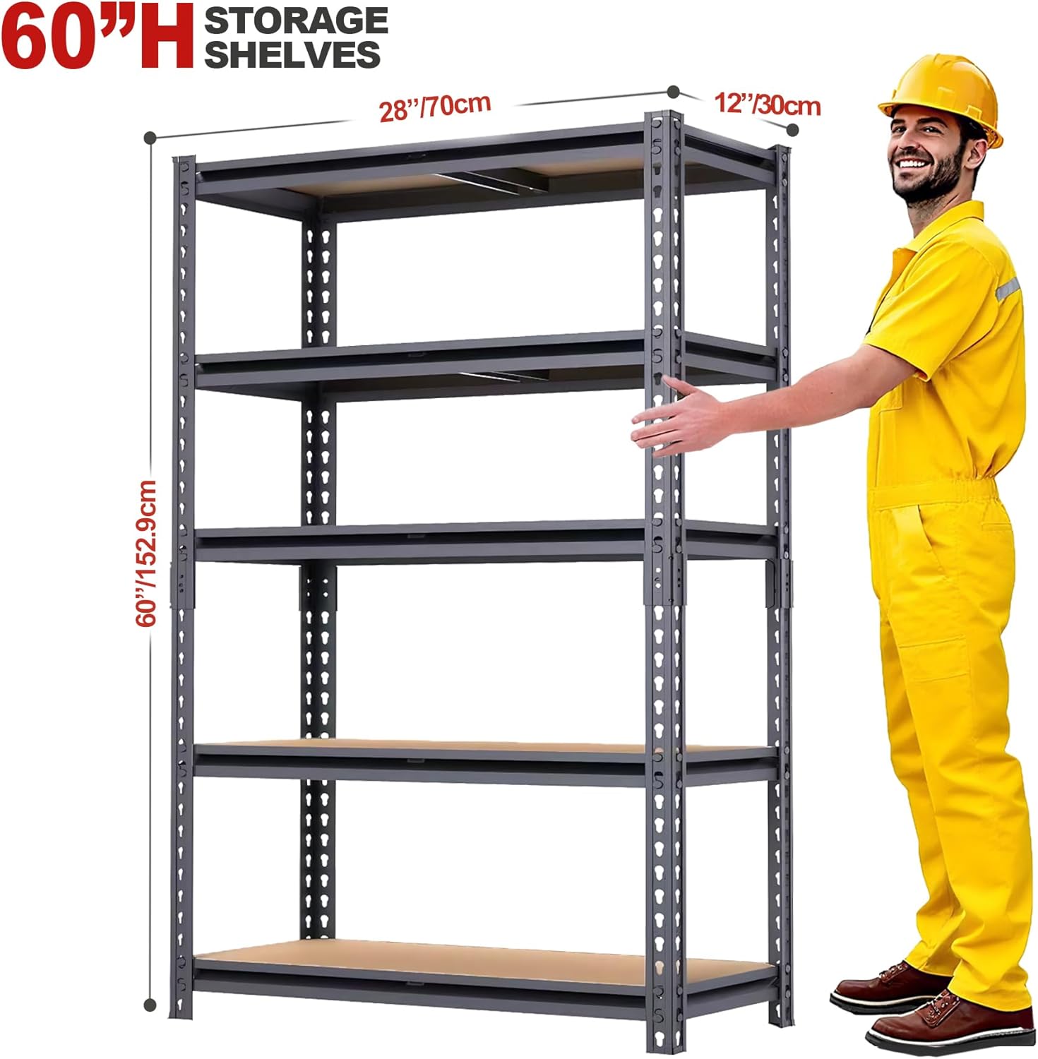 ZEUKMXO0 5-Tier Garage Storage Shelves, Heavy DutyAdjustable Shelving Unit, 60" H Garage Rack with 2400lbsCapacity