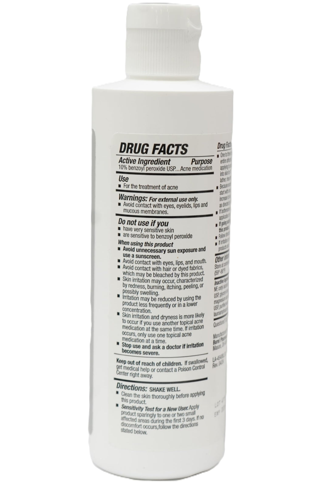 Benzoyl peroxide topical wash 10%