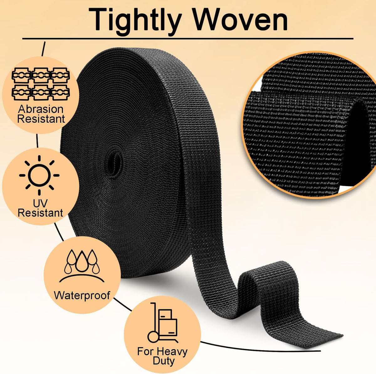12 Yards Webbing 3/4" & 1" & 1.5" & 2" Polypropylene Webbing Strap 3/4 Inch 1 Inch 1.5 Inch 2 Inch Wide Webbing