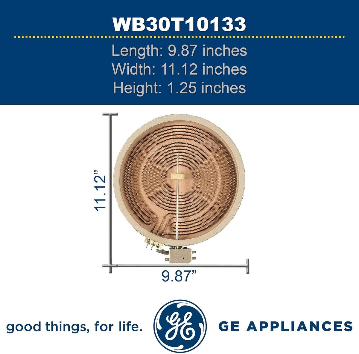 GE WB30T10133 Genuine OEM 9" Radiant Dual Surface Element for GE Electric Range