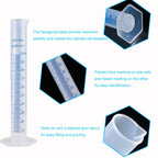 10Pack 100ml Plastic Graduated Cylinder, 2-Sided Marking Lab Cylinders