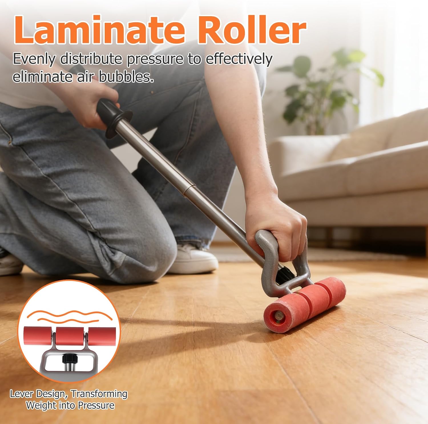 Rubber Roller 17-27 Inch Adjustable j Roller Pressure Tool Heavy Duty Floor Roller Save Effort Laminate Roller No