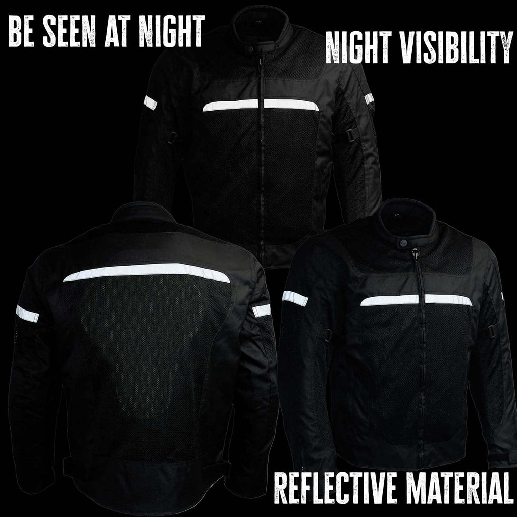 Men’s CE Armored All-Season Motorcycle Jacket - X-Large | All Seasons, Impact Protection ,Textile Racer Design, Vented