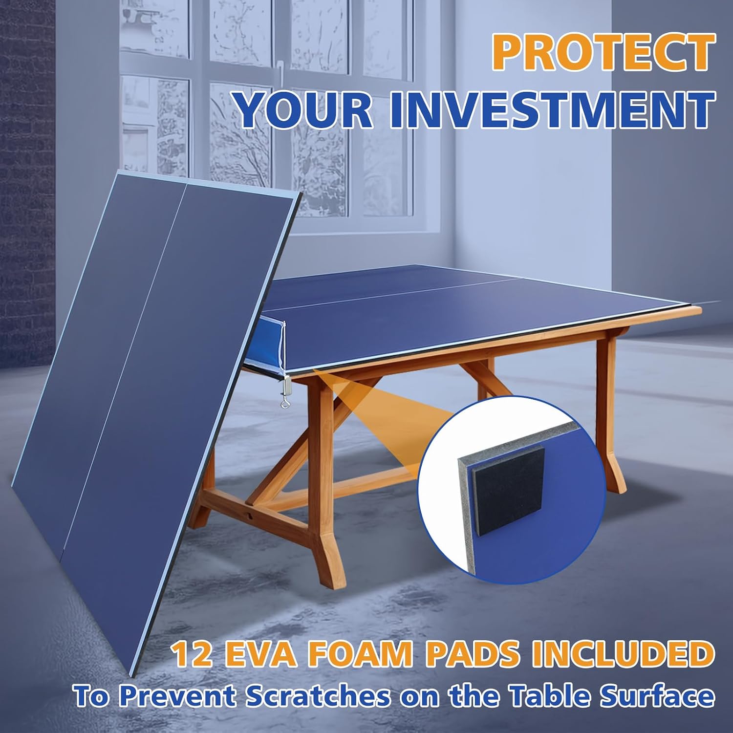 7/8/9Ft Mid-Size Ping Pong Conversion Top, Foldable & Portable Table Tennis Table Top with Net, No Assembly Needed