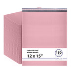Light Pink Bubble Mailers 12x16/12x15, Poly Padded Envelopes, 150 Pack