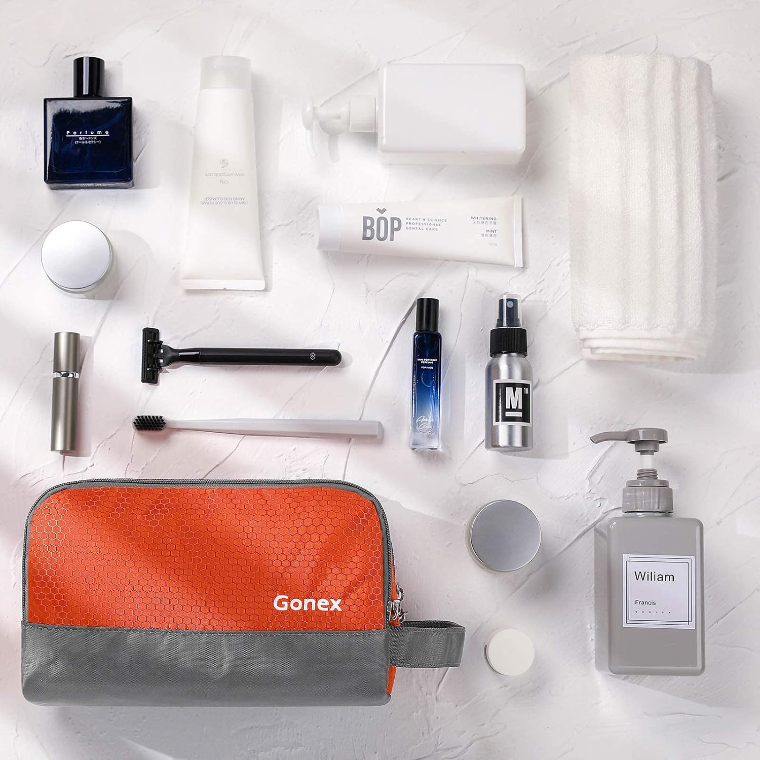 Travel Toiletry Bag Nylon, Shaving Bag Toiletry Organizer Orange
