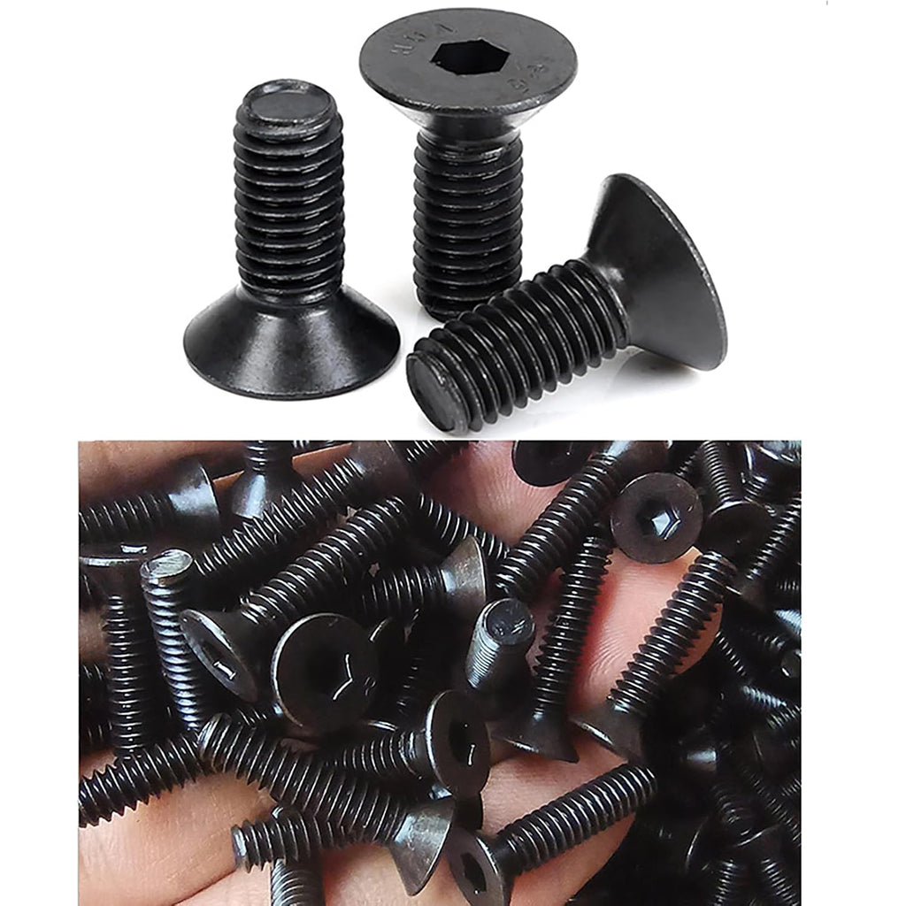 30pcs 5/16-18 x (3/4" to 2") Flat Countersunk Head Socket Head Cap Screws with Hex Key, 10.9 Grade Alloy Steel, Black Oxide Finish, Allen Hex Socket Drive, Full Threaded, Coarse Thread UNC