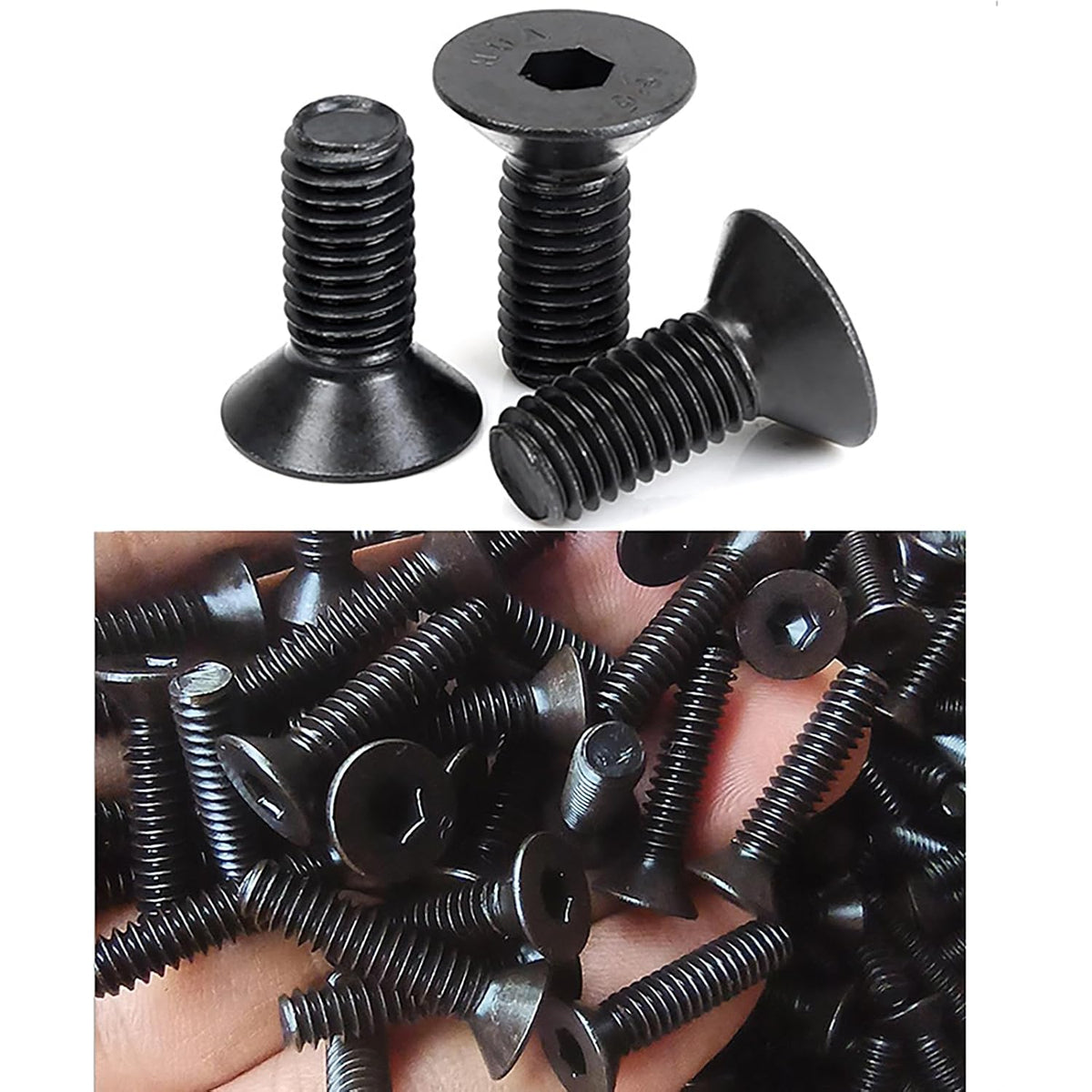 30pcs 5/16-18 x (3/4" to 2") Flat Countersunk Head Socket Head Cap Screws with Hex Key, 10.9 Grade Alloy Steel, Black Oxide Finish, Allen Hex Socket Drive, Full Threaded, Coarse Thread UNC