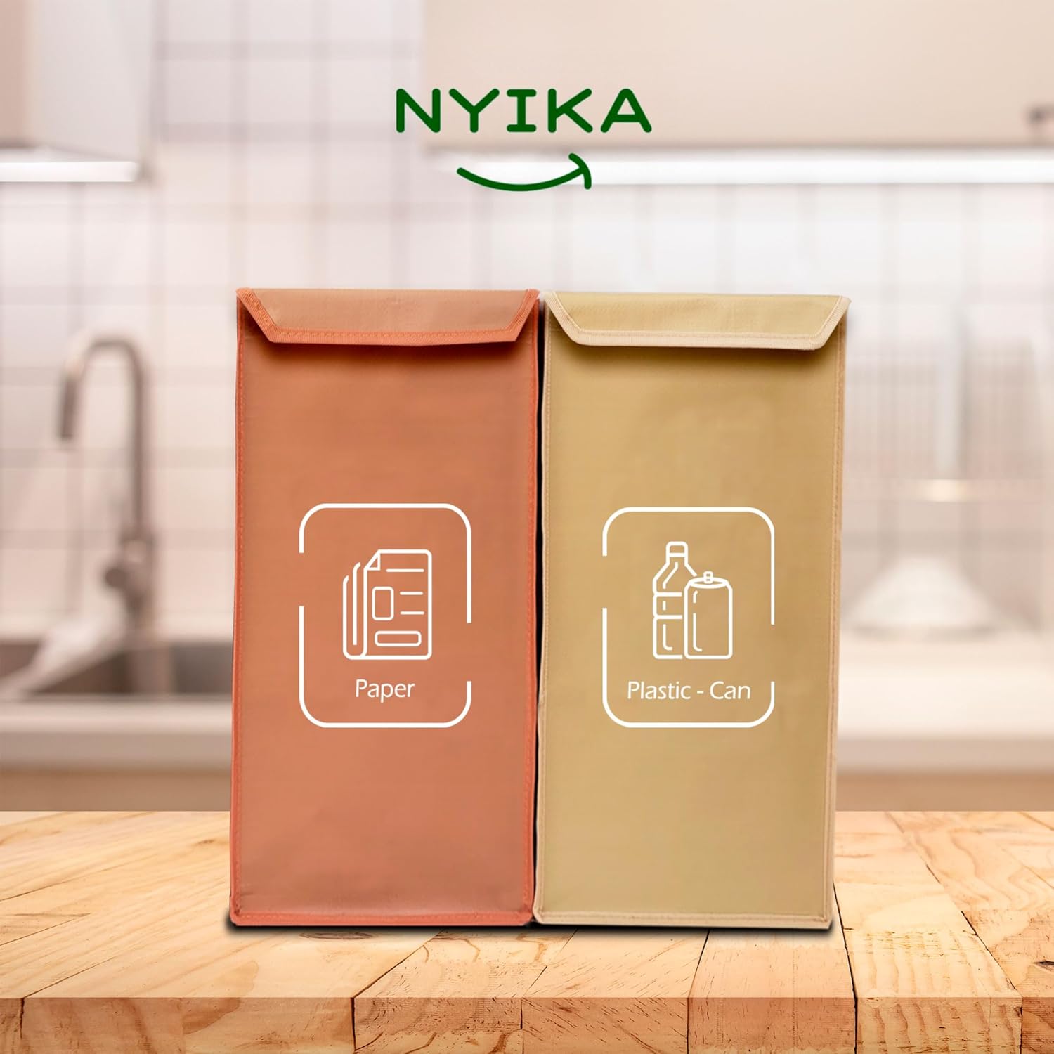Recycling Organizer - Reusable Recycling Bags - Recycling Sorter - Trash Sorting Bins - 2 Compartment Recycle - Pack