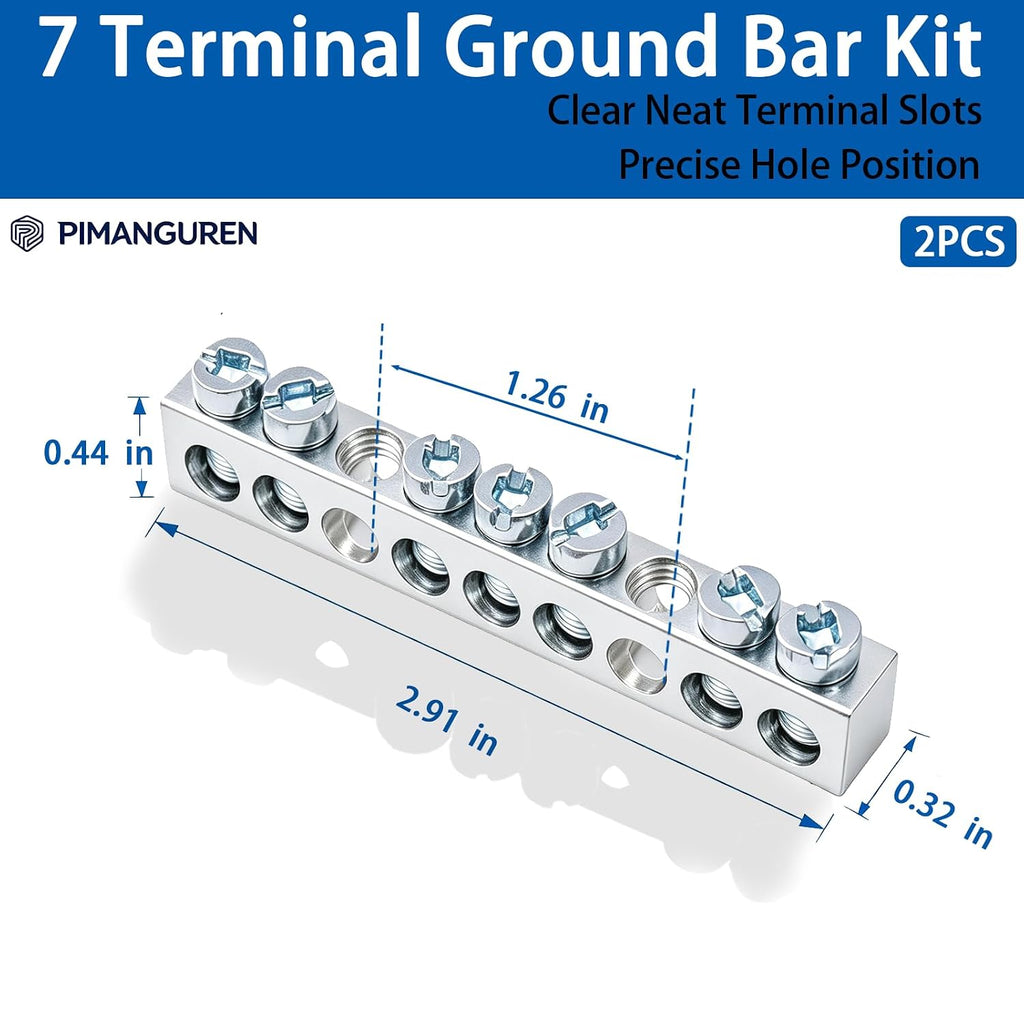 7 Terminal Ground Bar Kit for Square D Load Centers 2 Pack