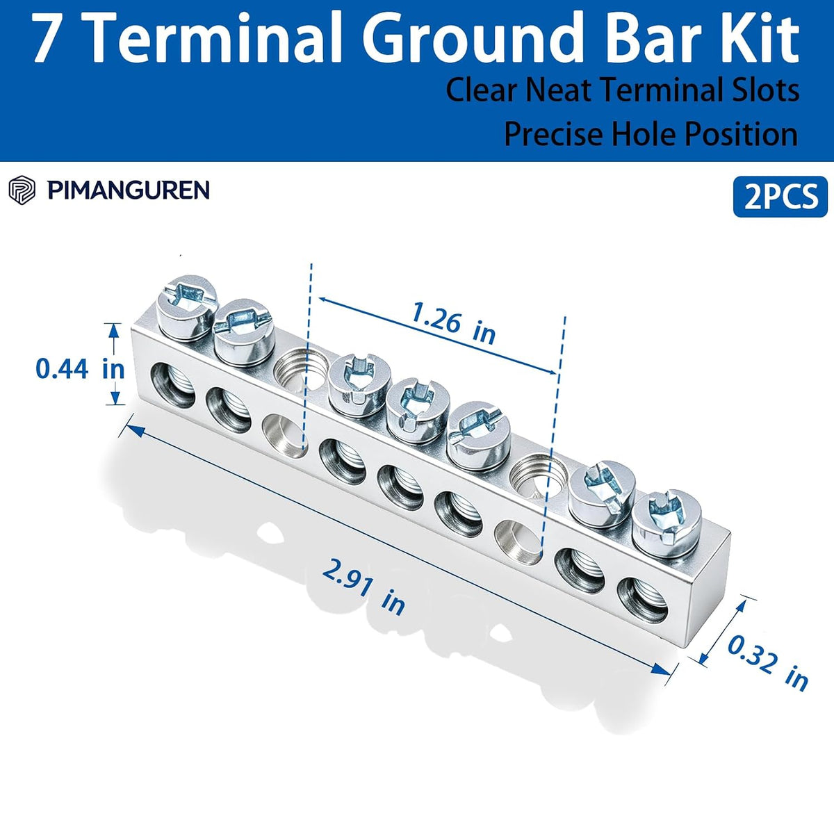 7 Terminal Ground Bar Kit for Square D Load Centers 2 Pack