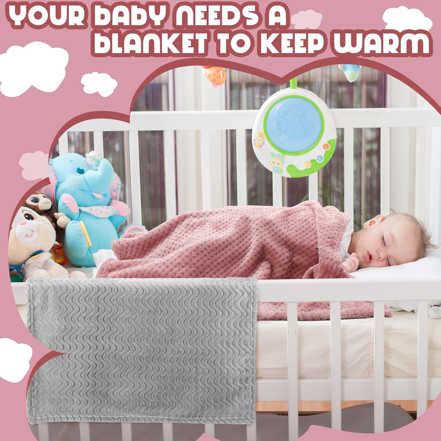 4 Pcs Baby Fuzzy Blanket Fluffy Baby Blanket for Boys Girls Soft Warm Infant Newborn Toddler Receiving Nursery Bed