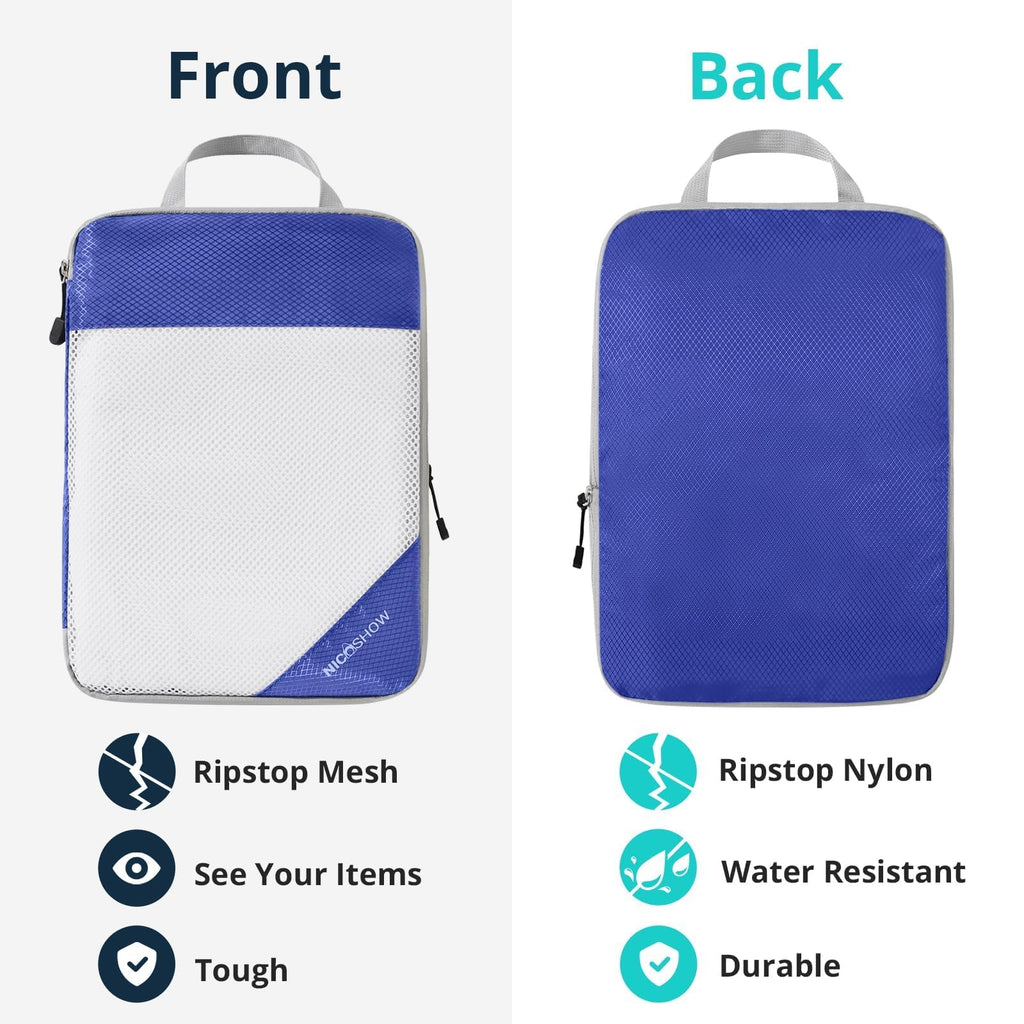 Compression Packing Cubes 6 Set, Compressible Space-Saving Packing Cubes for Travel - Compression Bags, Luggage