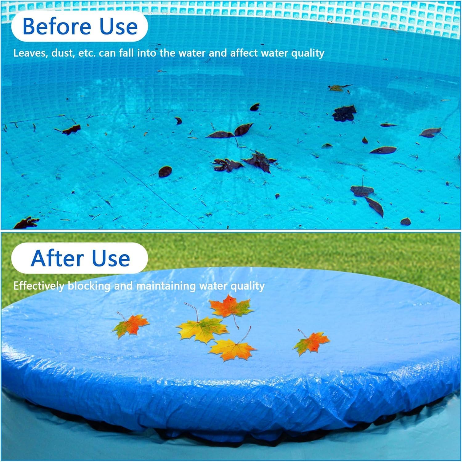 10 Ft Dust Pool Cover Protector-Solar Cover for Round Frame Pools-Pool Cover for Round Inflatable-Pool Cover
