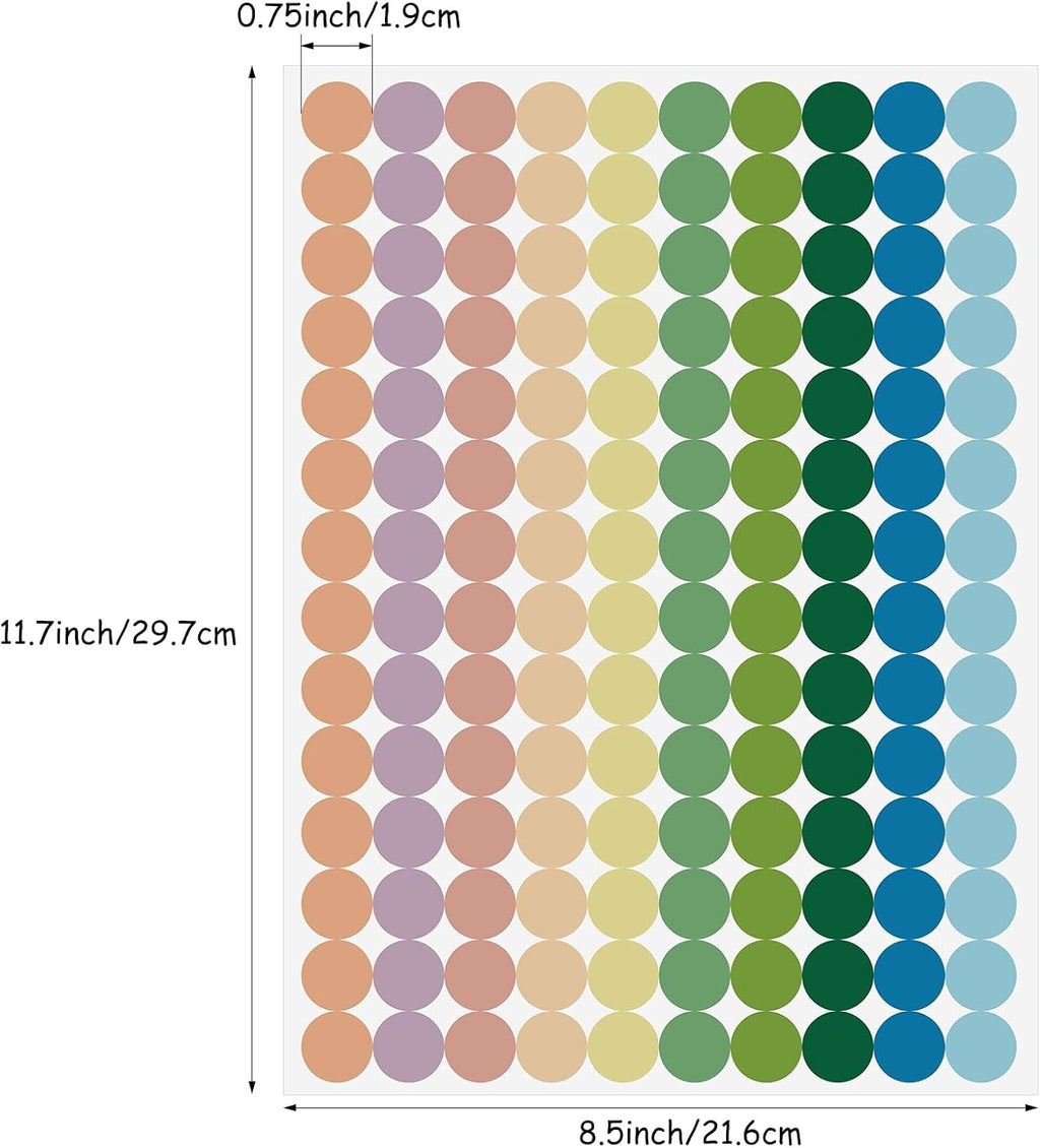 2800 Pcs Colored Dot Stickers 3/4 Inch Round Color Coding Labels