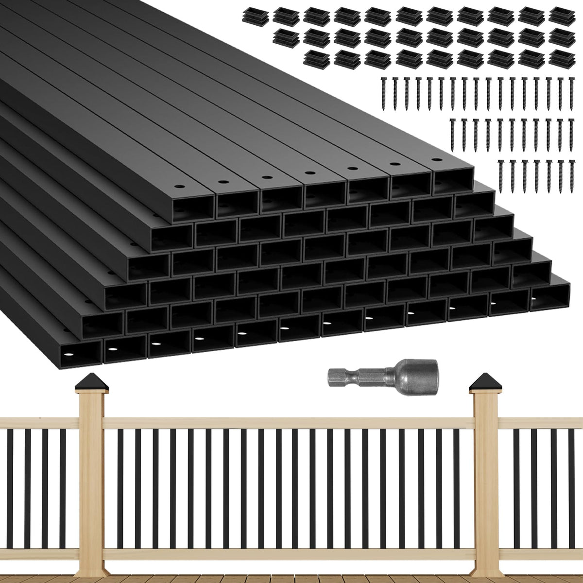 60 Pack 32" Deck Balusters, Metal Balusters for Deck Railing