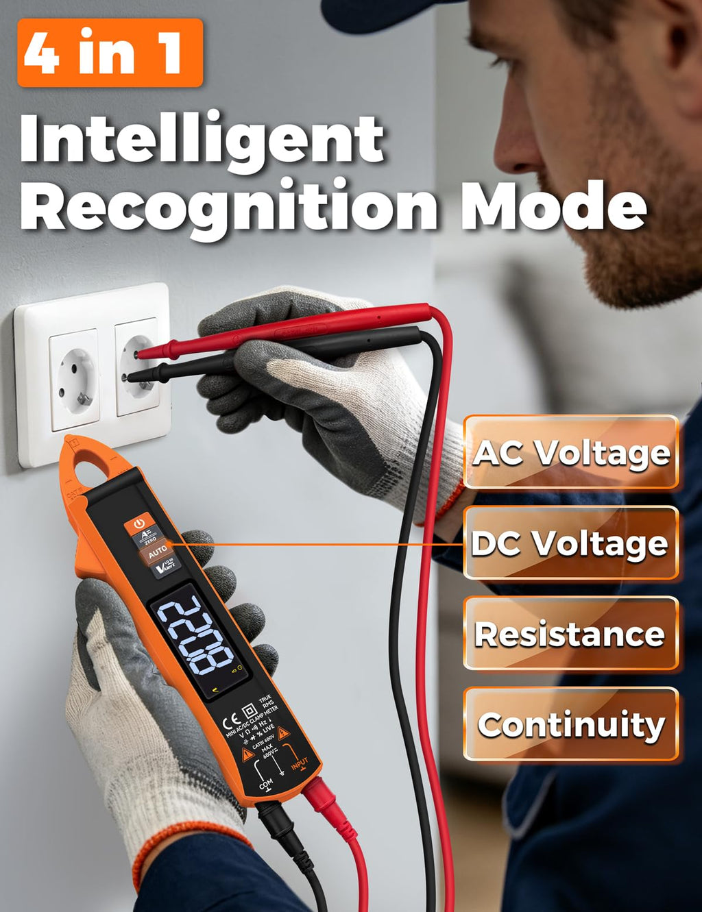 Digital Clamp Meter POROMETISTO, 1mA/mV High-Precision AC/DC Multimeter